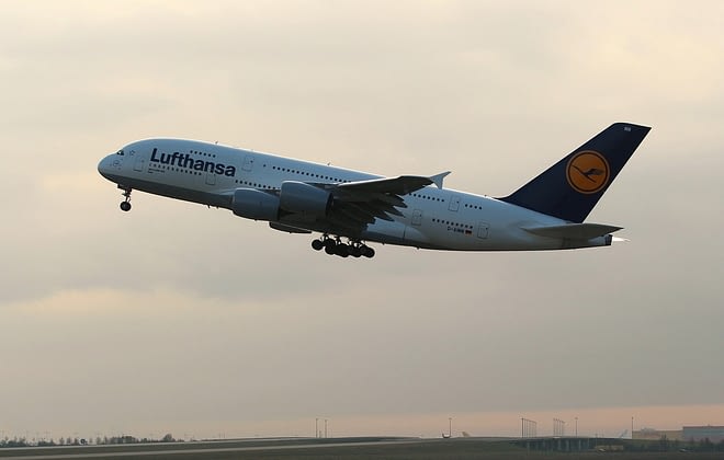 Lufthansa Airplane takes off